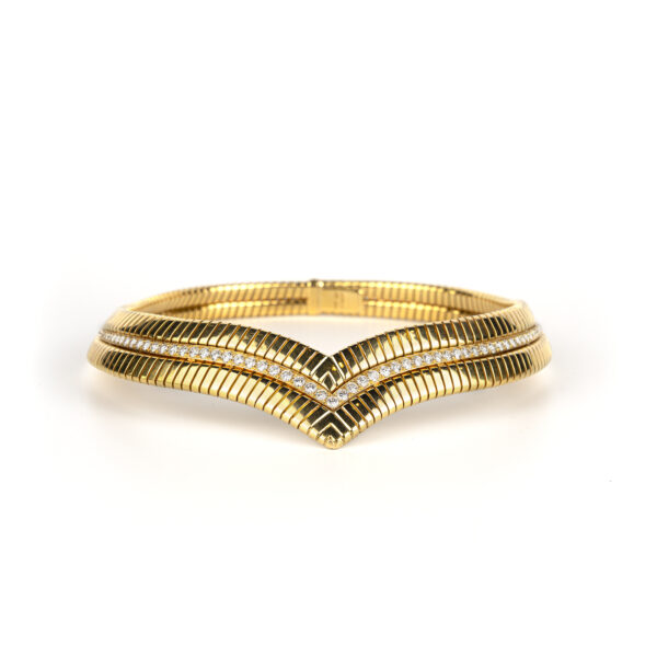 Bulgari Tubogas v-shaped demi parure in 18k with diamonds highlights - Image 3