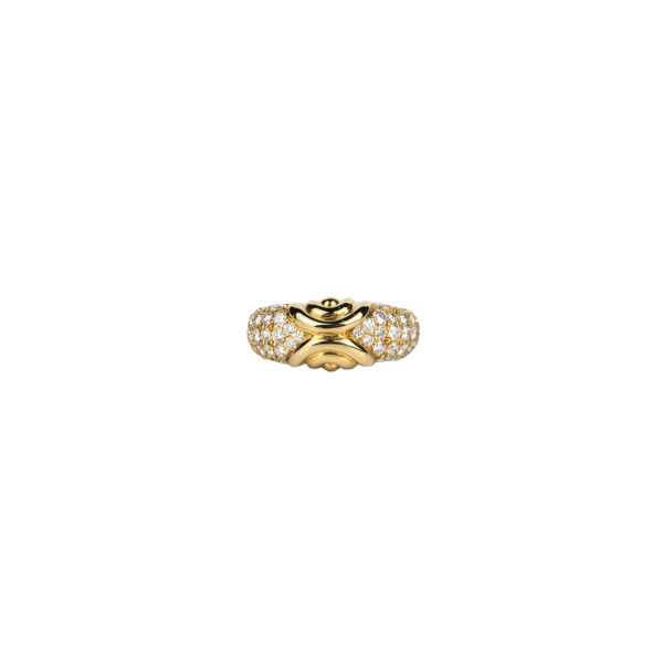 Bulgari pave diamond and 18k gold Ring in stylized Doppio Cuore style - Image 2