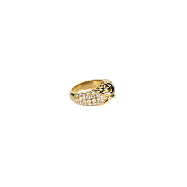 Bulgari pave diamond and 18k gold Ring in stylized Doppio Cuore style - Image 3