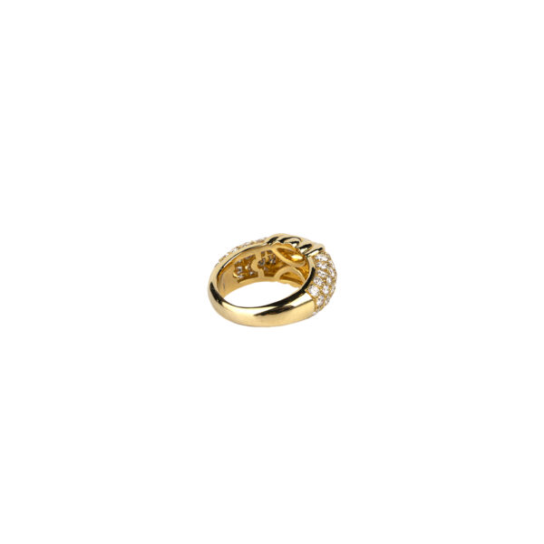Bulgari pave diamond and 18k gold Ring in stylized Doppio Cuore style - Image 4