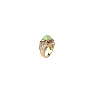 Mauboussin ring in 18k gold with jadite, diamonds, citrine and lavender tourmaline accents