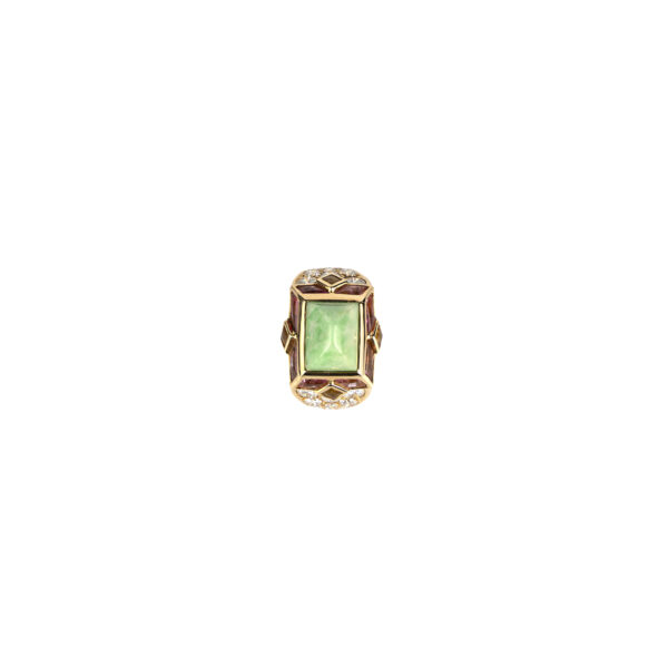 Mauboussin ring in 18k gold with jadite, diamonds, citrine and lavender tourmaline accents - Image 2