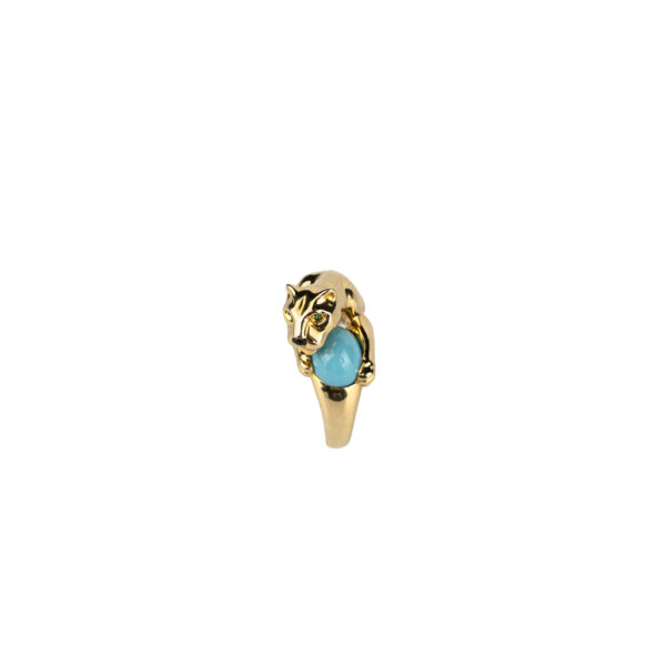 Iconic Cartier Panthere ring in 18k yellow gold with turquoise - Image 4