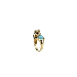 Iconic Cartier Panthere ring in 18k yellow gold with turquoise