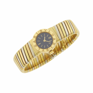Bulgari tricolor 18k gold tubogas watch. Made in Italy circa 1990.