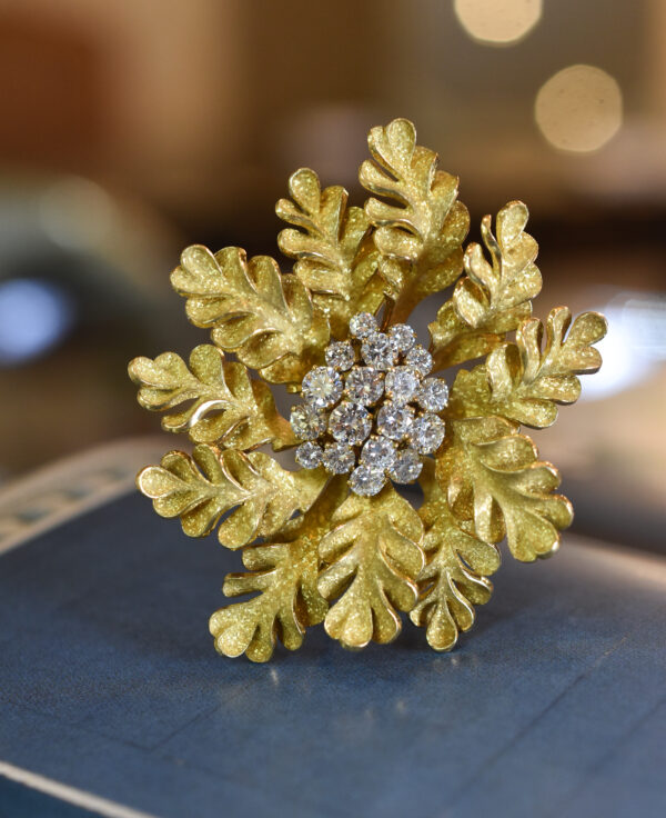 Collectible Bulgari Diamond and Gold Brooch - Image 2