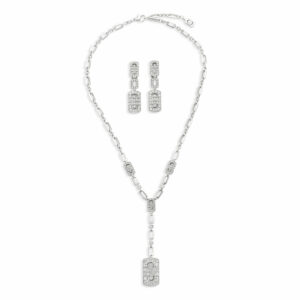 Bulgari Diamond-set 'Parentesi' Necklace and Pendant Earclips Demi Parure in 18k White Gold