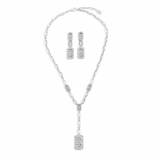 Bulgari Diamond-set 'Parentesi' Necklace and Pendant Earclips Demi Parure in 18k White Gold