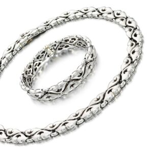 Bulgari 'Saetta' Necklace and Bracelet Demi Parure in 18k White Gold