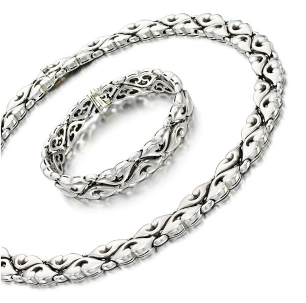 Bulgari 'Saetta' Necklace and Bracelet Demi Parure in 18k White Gold