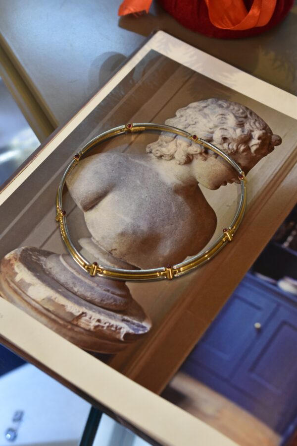 Bulgari Ruby Bi-Colour 18k Gold and Stainless Steel Link Necklace - Image 3