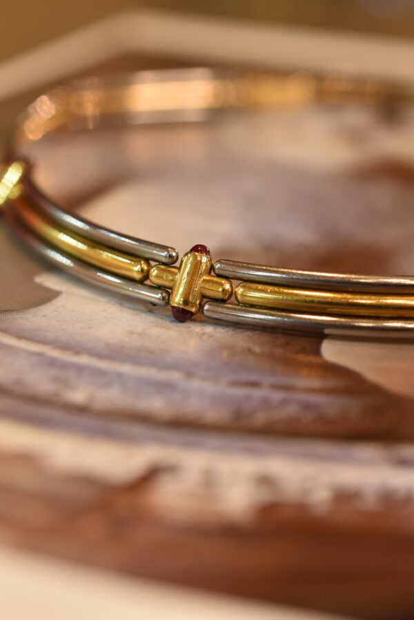 Bulgari Ruby Bi-Colour 18k Gold and Stainless Steel Link Necklace - Image 5