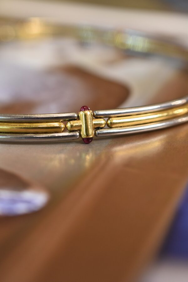 Bulgari Ruby Bi-Colour 18k Gold and Stainless Steel Link Necklace - Image 4