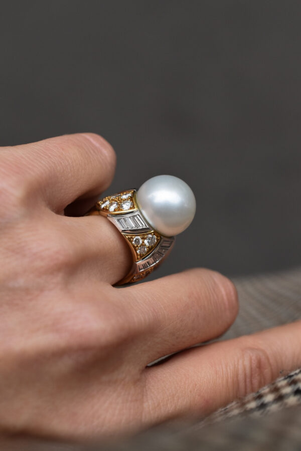 Meiser Cultured Pearl and Diamond Ring - Image 3