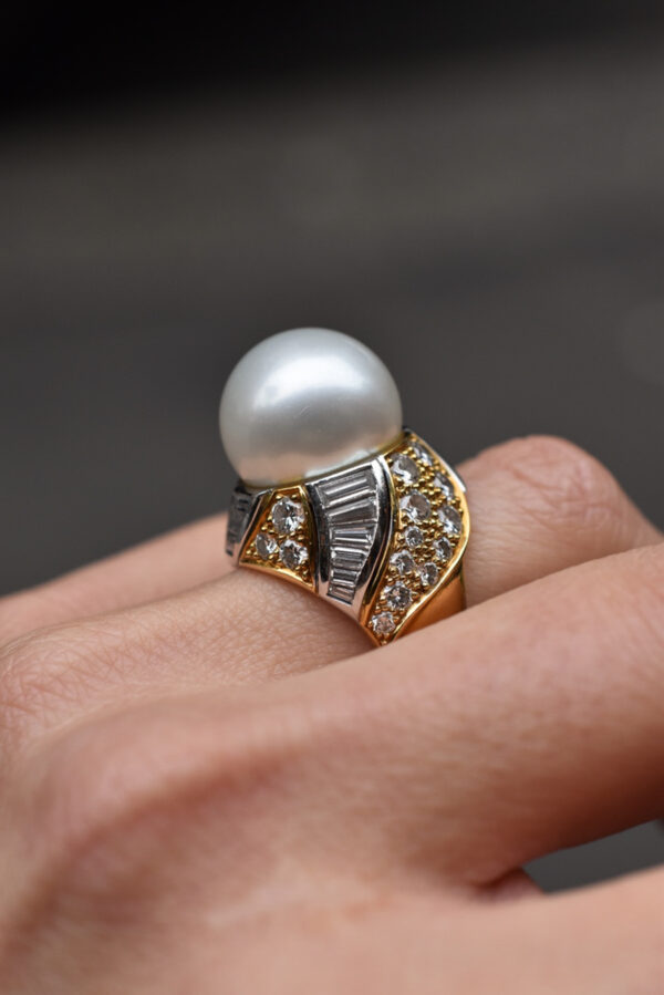 Meiser Cultured Pearl and Diamond Ring - Image 4