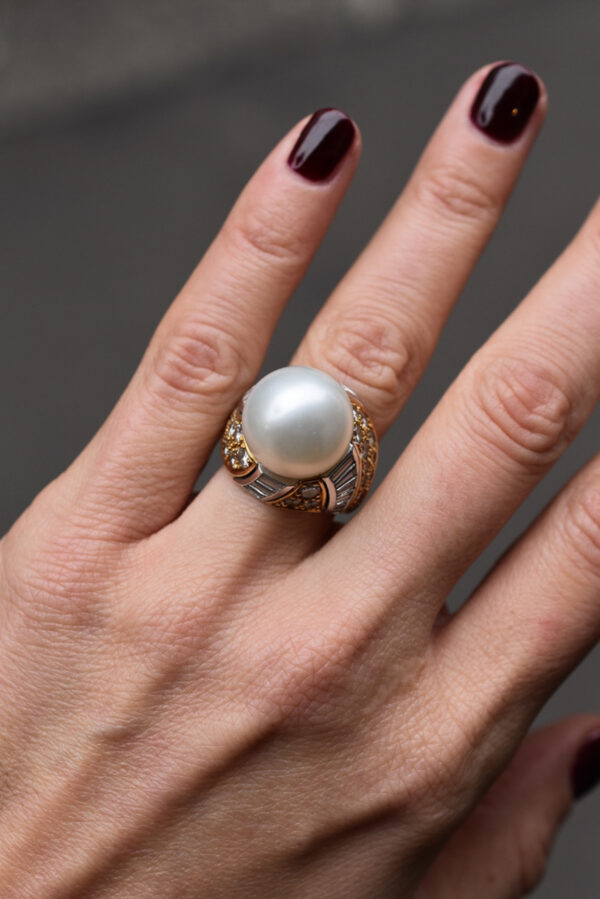Meiser Cultured Pearl and Diamond Ring - Image 2