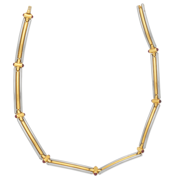 Bulgari Ruby Bi-Colour 18k Gold and Stainless Steel Link Necklace