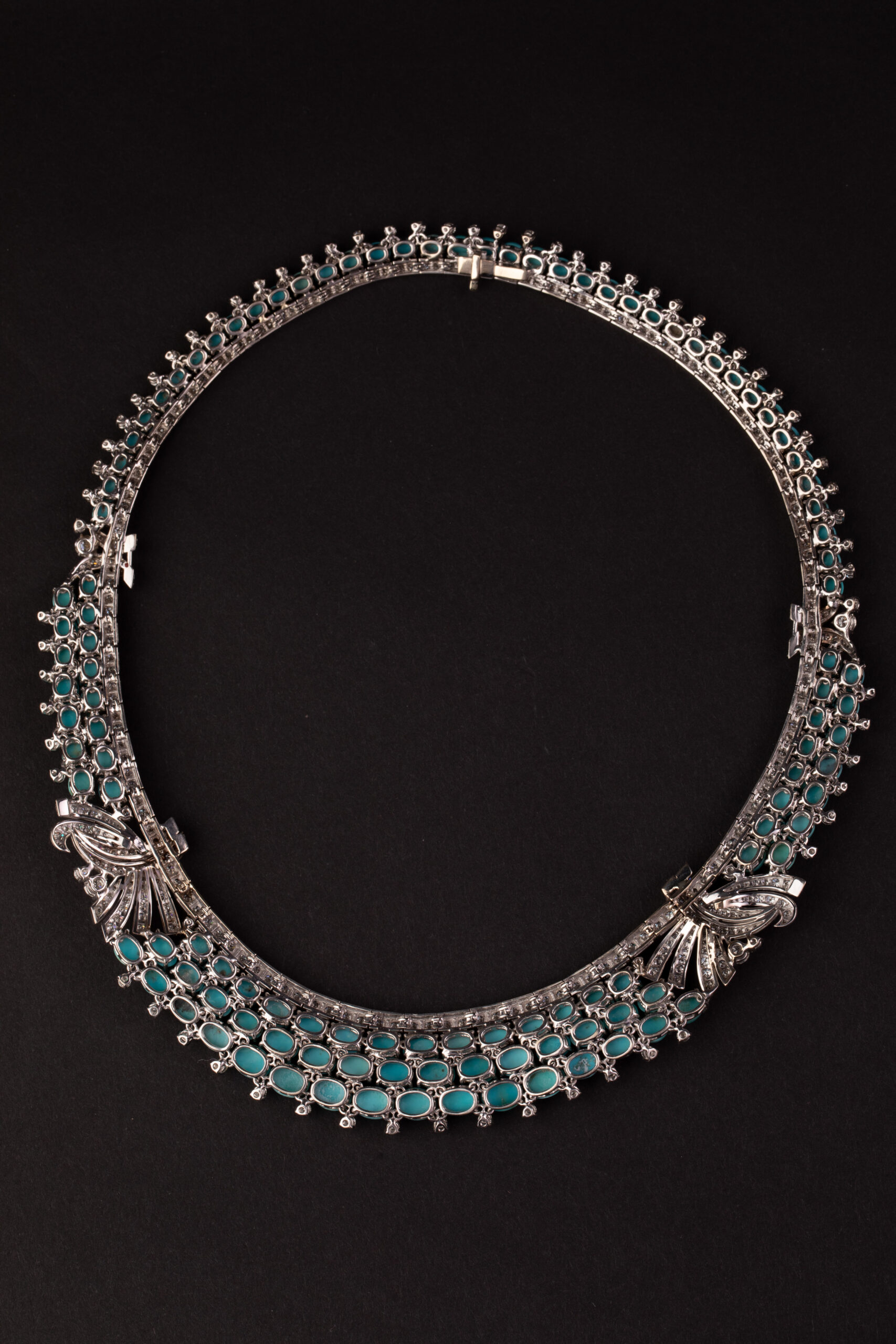 Persian Turquoise and Diamond Bow Necklace, Circa 1970 - Image 7
