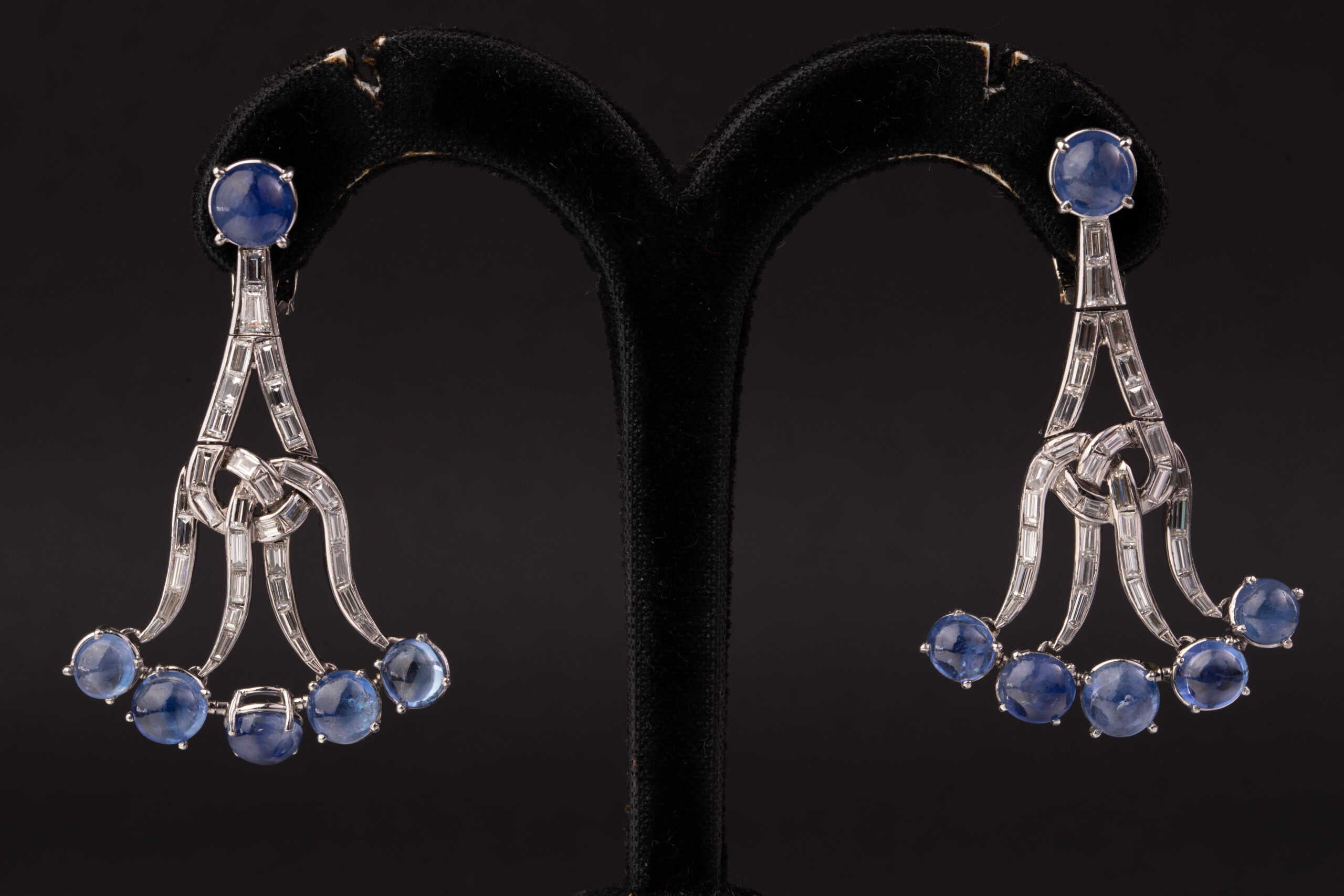 A Pair of Sapphire and Diamond Chandelier Ear-Pendants - Image 4