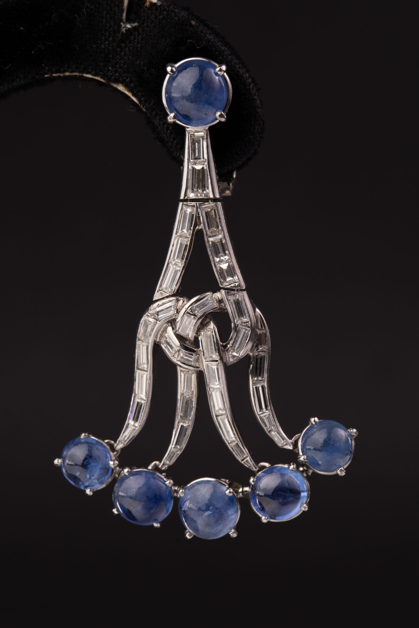A Pair of Sapphire and Diamond Chandelier Ear-Pendants - Image 6