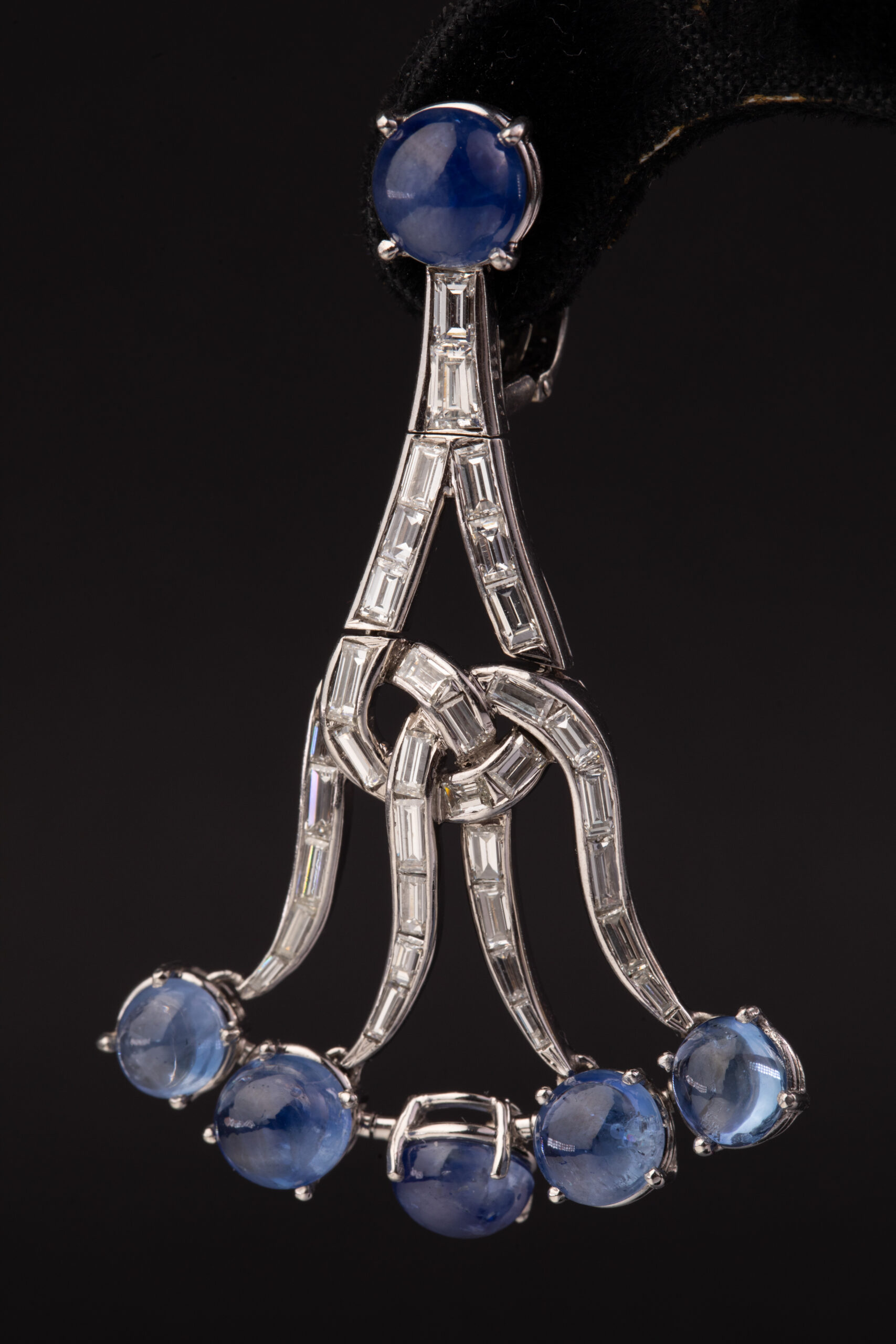 A Pair of Sapphire and Diamond Chandelier Ear-Pendants - Image 5