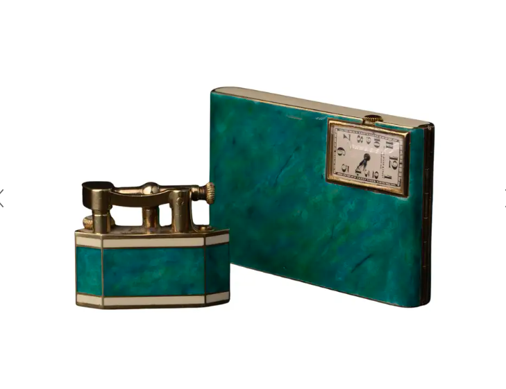 Art Deco Dunhill for Gorham Enamel Vanity Set, Circa 1920
