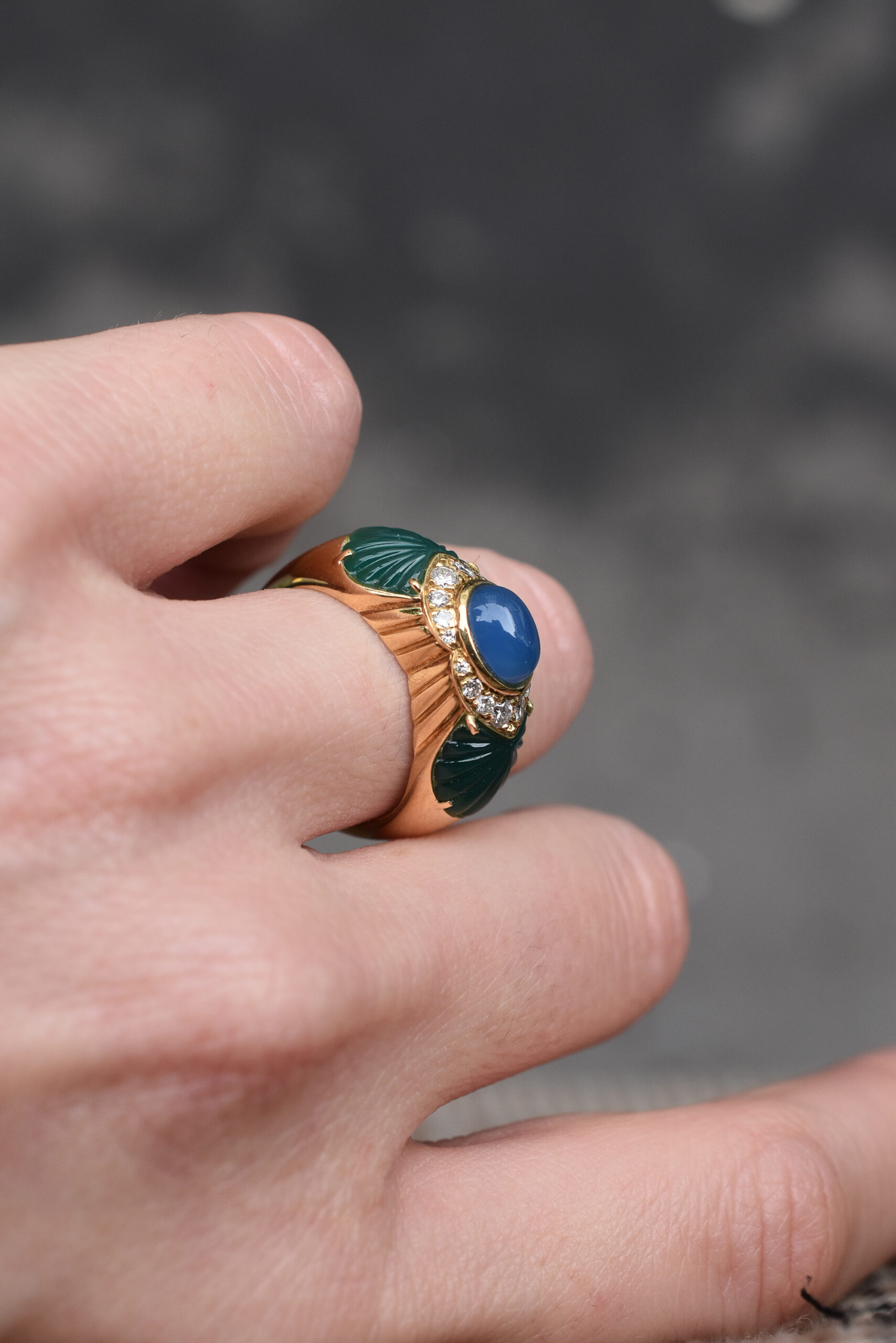Cartier Chalcedony, Diamond and Chrysoprase Ring - Image 3