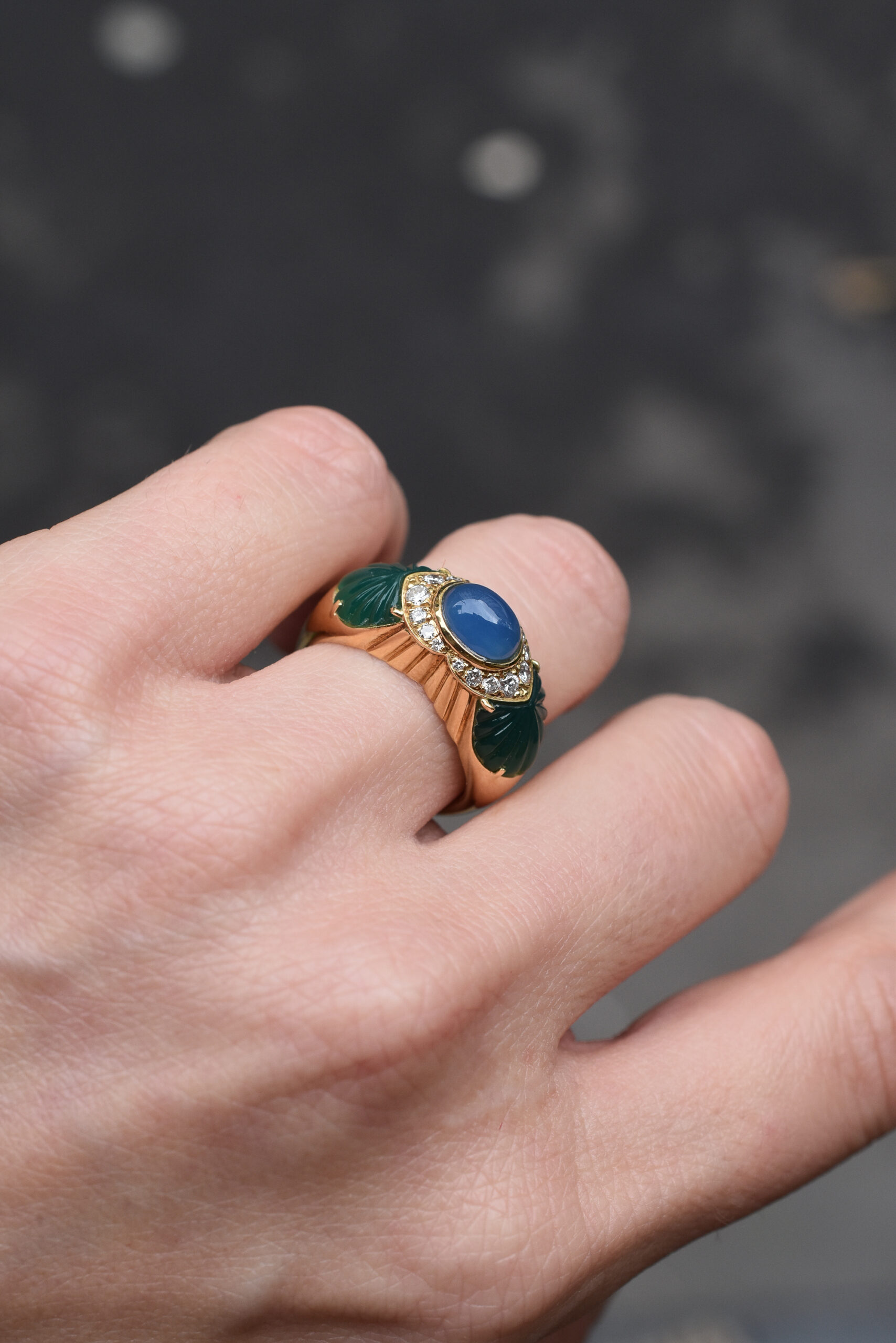 Cartier Chalcedony, Diamond and Chrysoprase Ring - Image 5