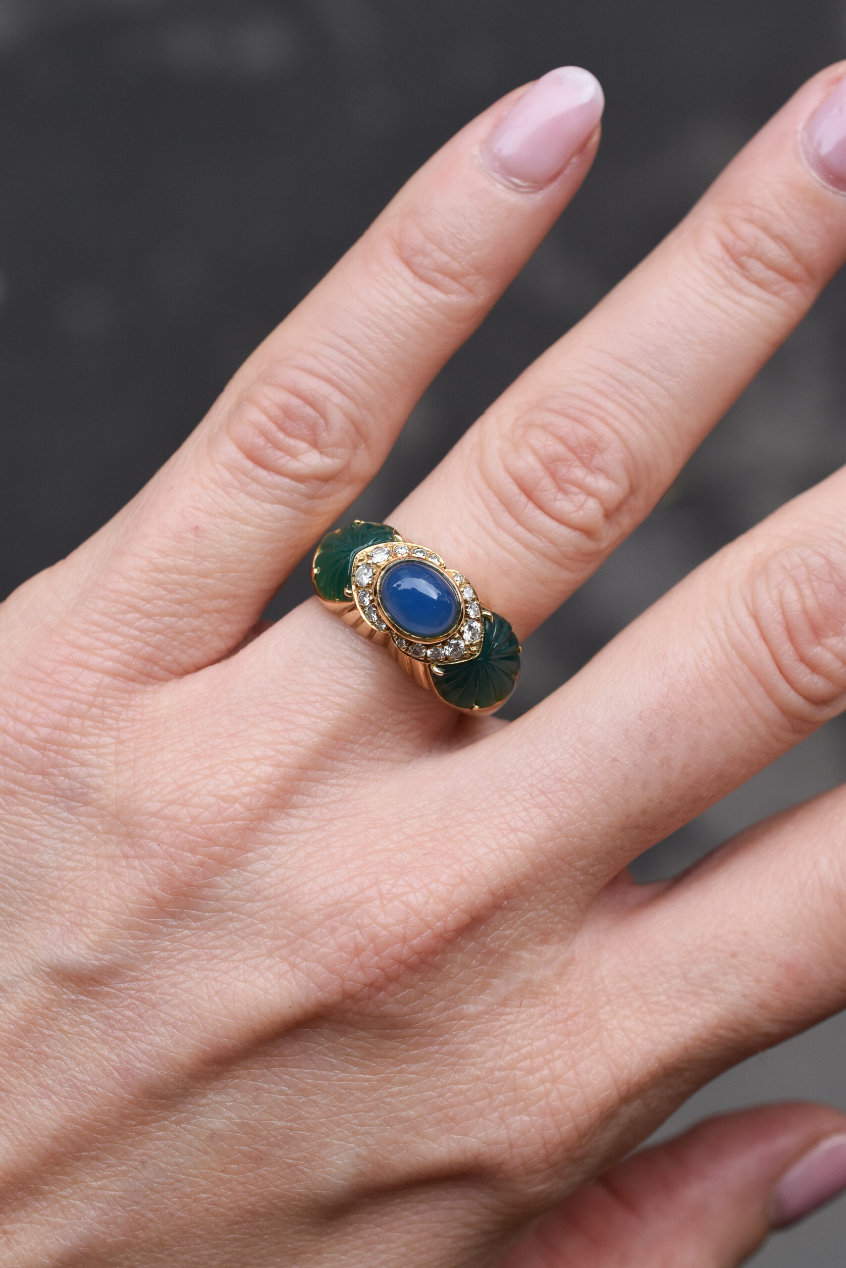 Cartier Chalcedony, Diamond and Chrysoprase Ring - Image 4