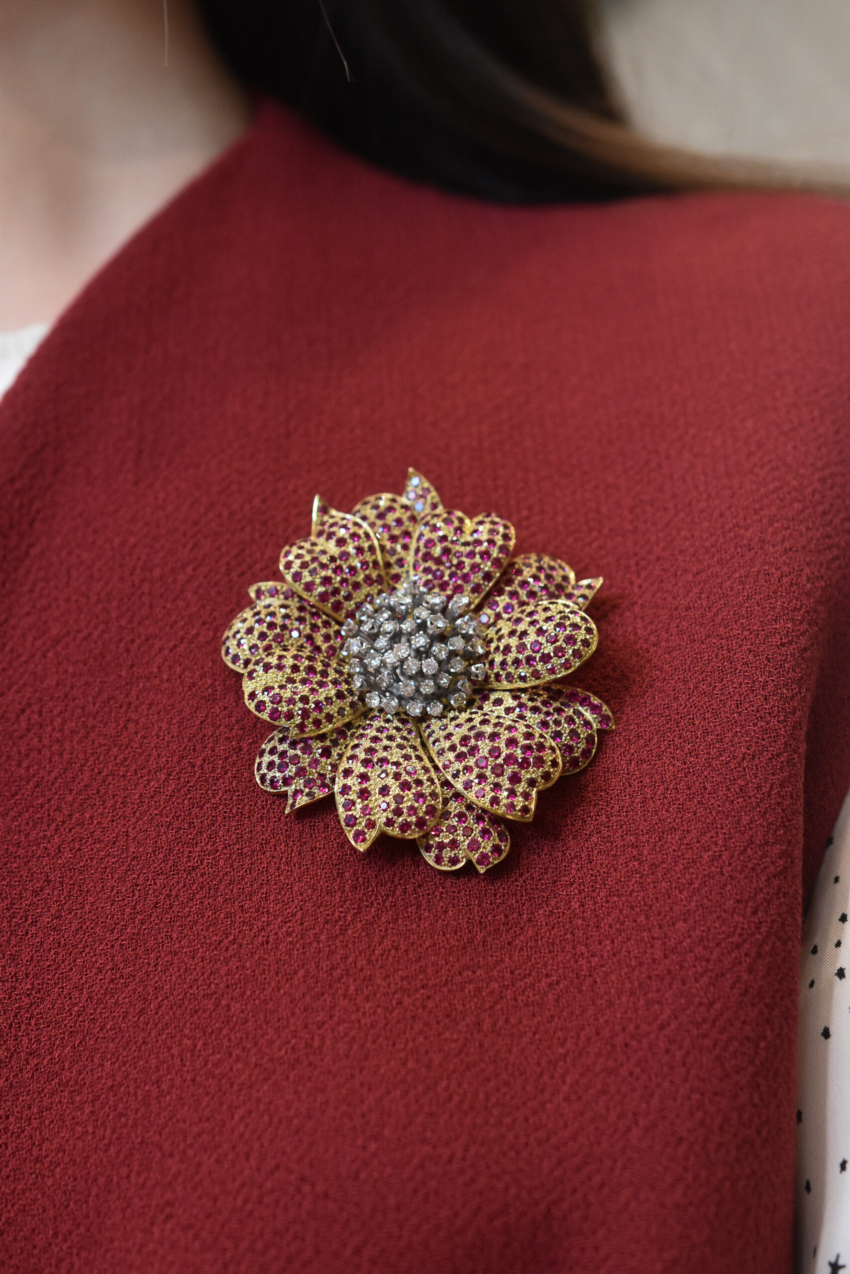 Ruby and Diamond Brooch, Earrings and Ring Suite, circa 1970 - Image 6