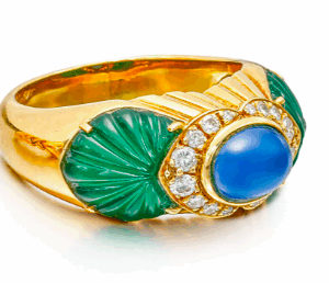 Cartier Chalcedony, Diamond and Chrysoprase Ring