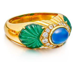 Cartier Chalcedony, Diamond and Chrysoprase Ring